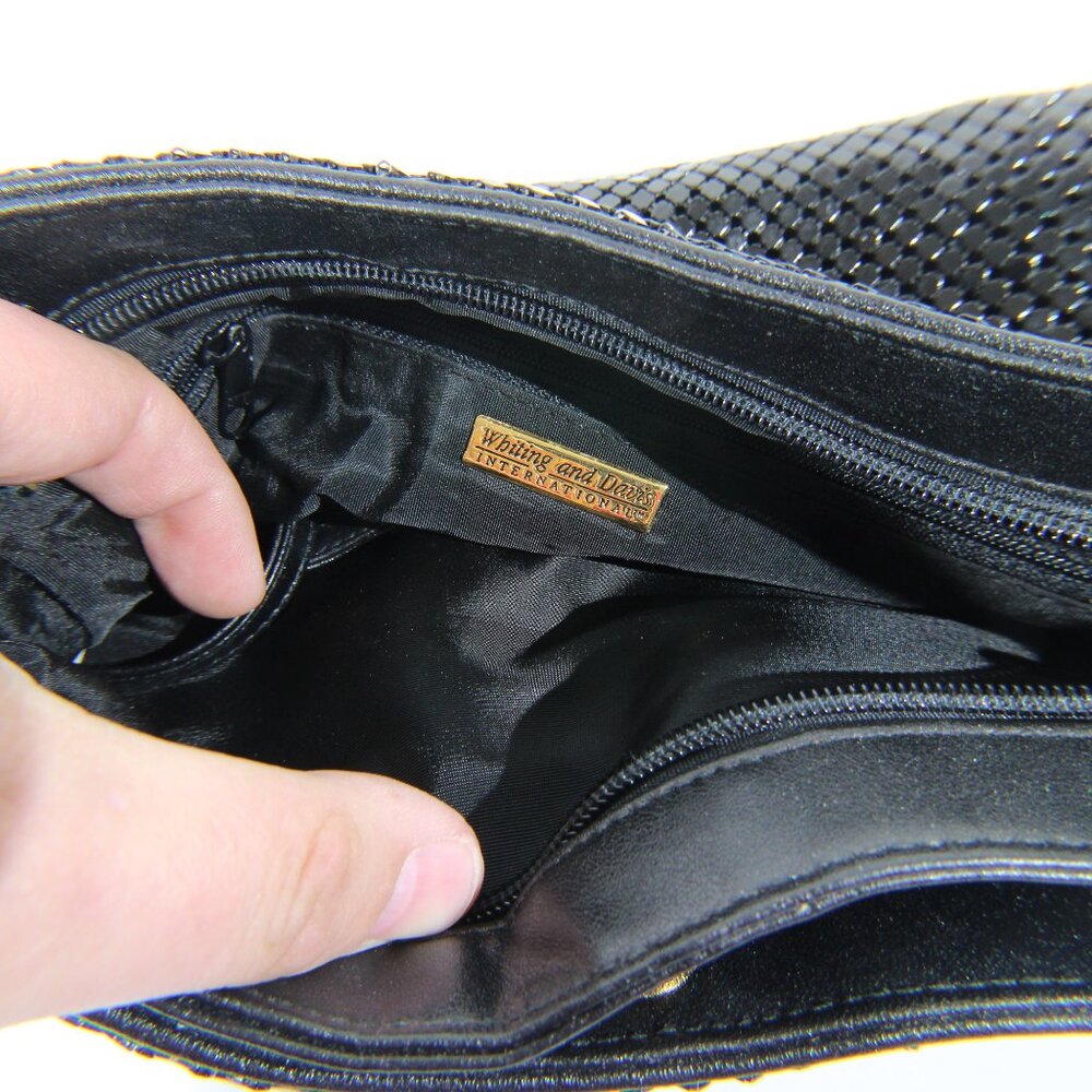 Vintage Whiting and Davis Black Mesh Clutch Wristlet Evening Bag - Picture 4 of 6
